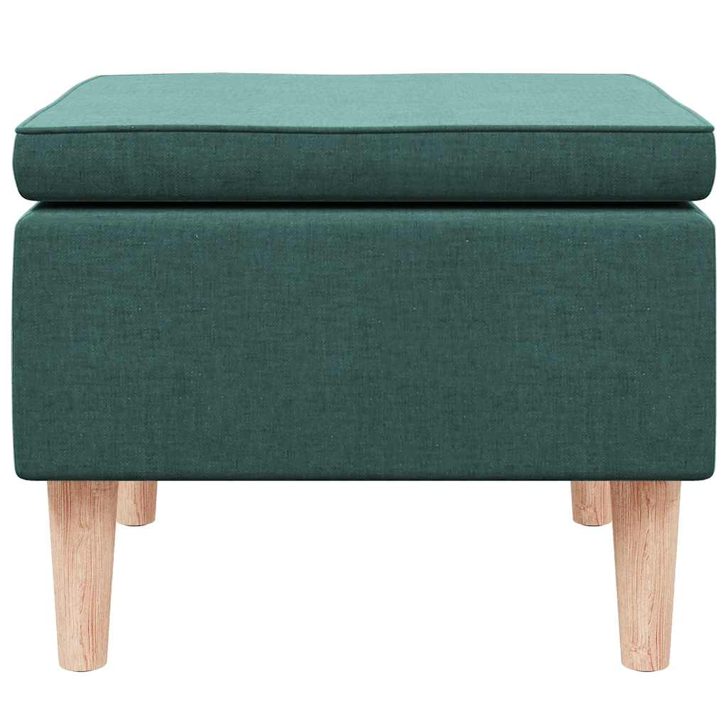 Hocker mit Holzbeinen Dunkelgrün Stoff