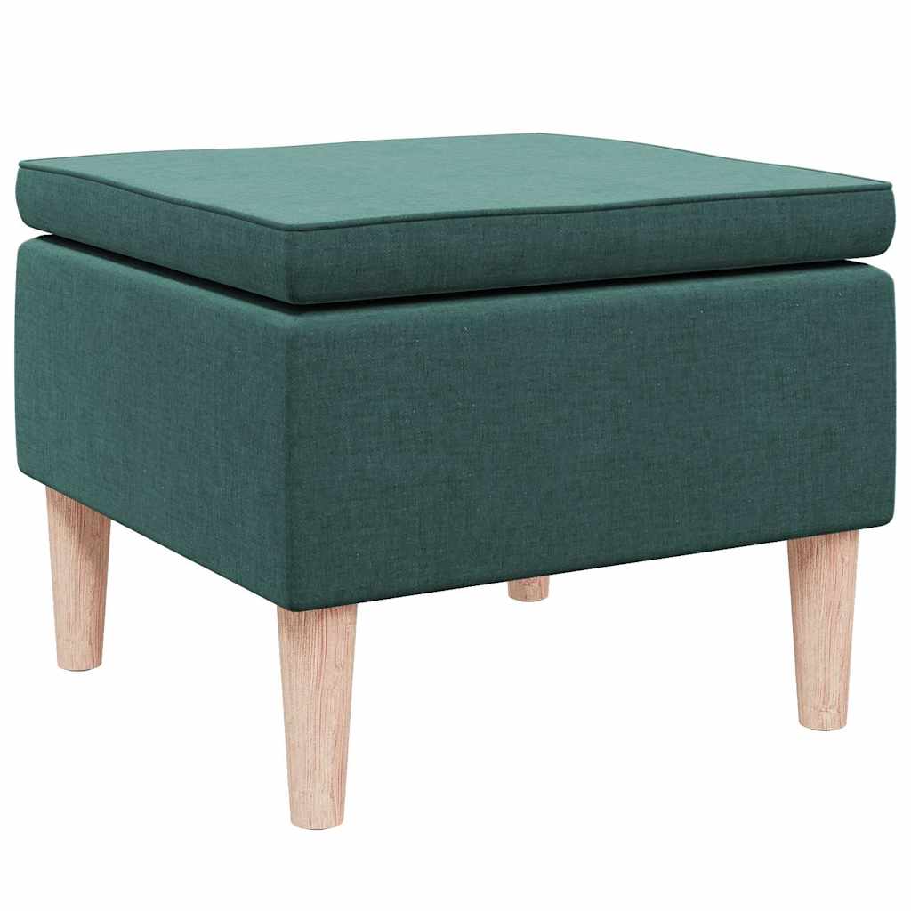 Hocker mit Holzbeinen Dunkelgrün Stoff