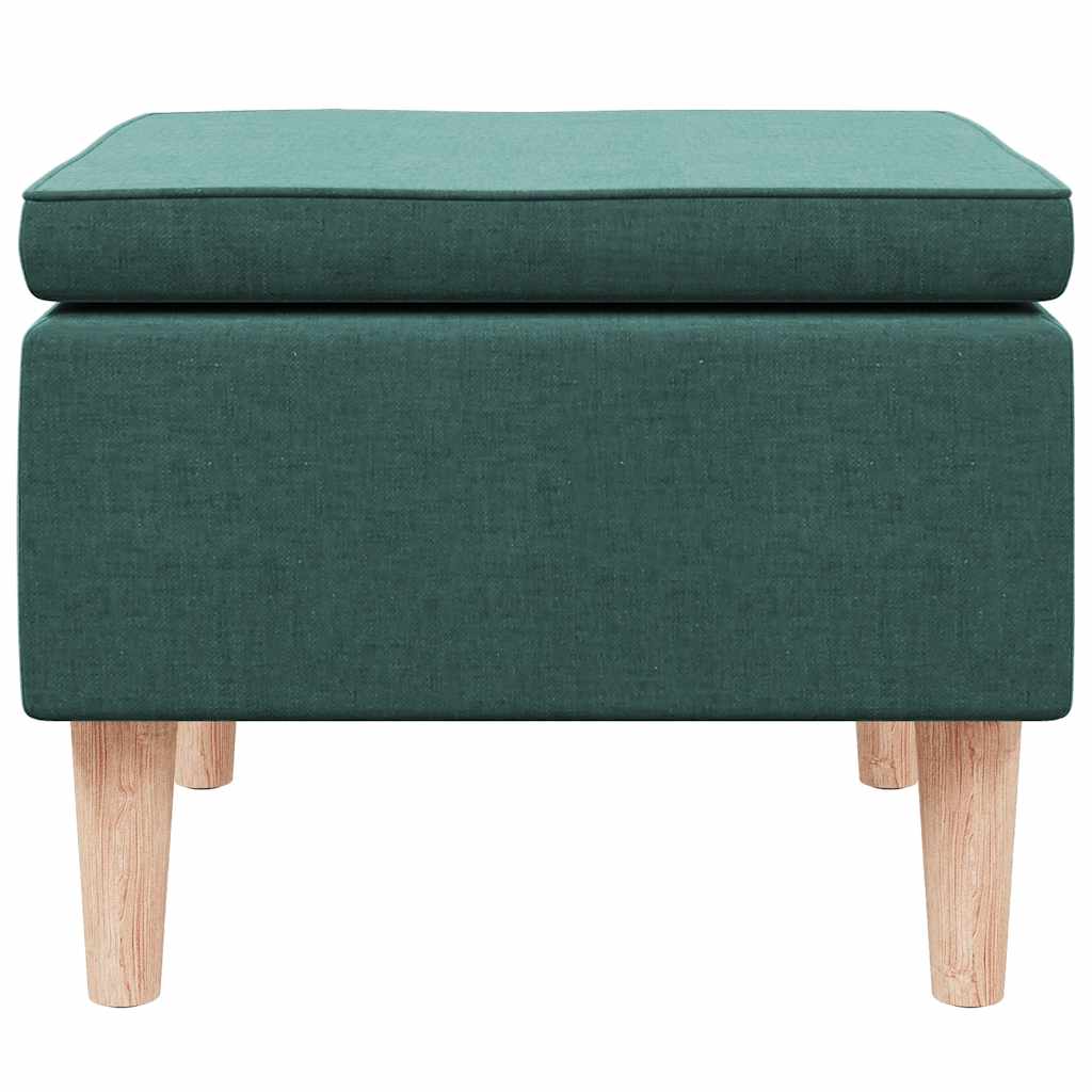 Hocker mit Holzbeinen Dunkelgrün Stoff