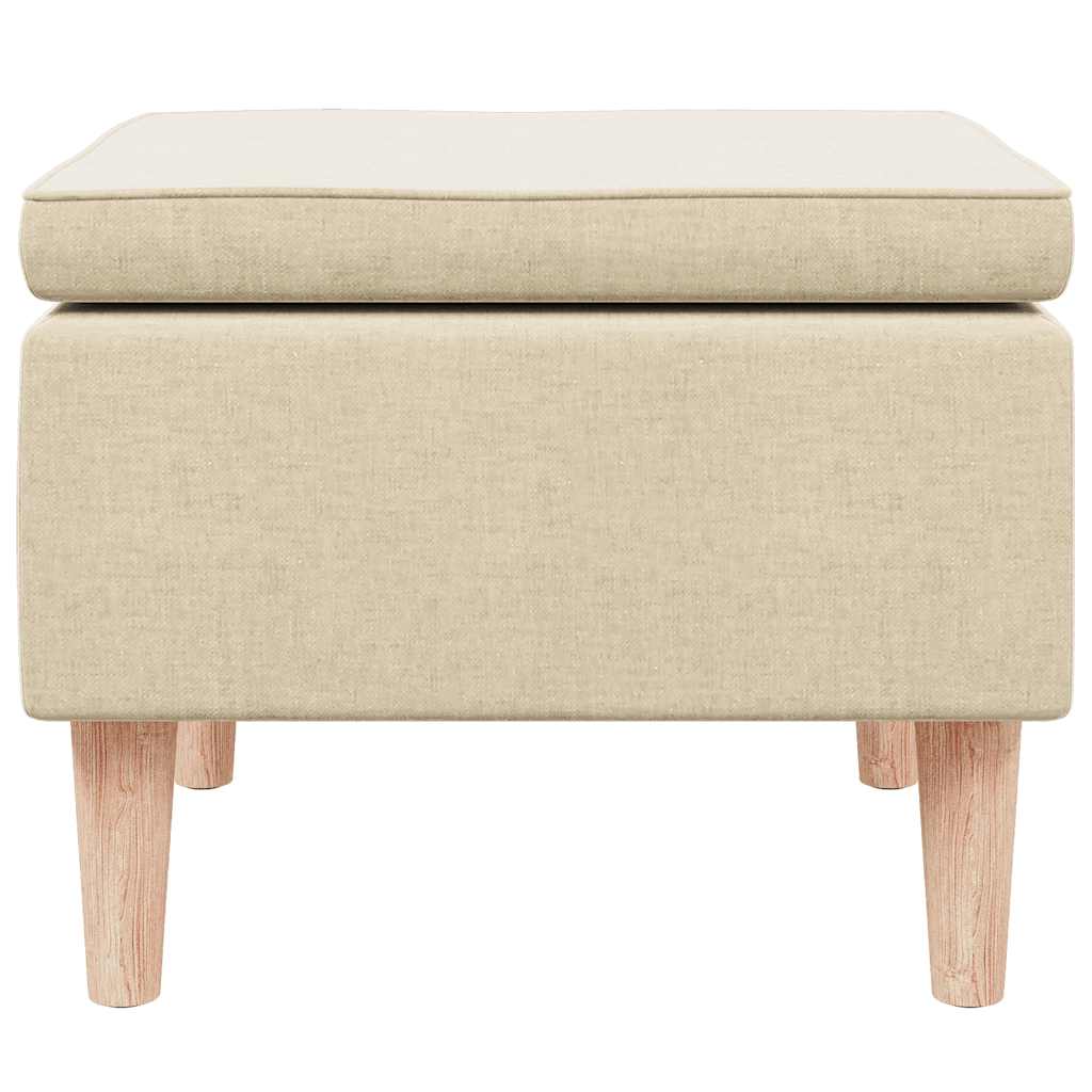 Hocker mit Holzbeinen Creme Stoff