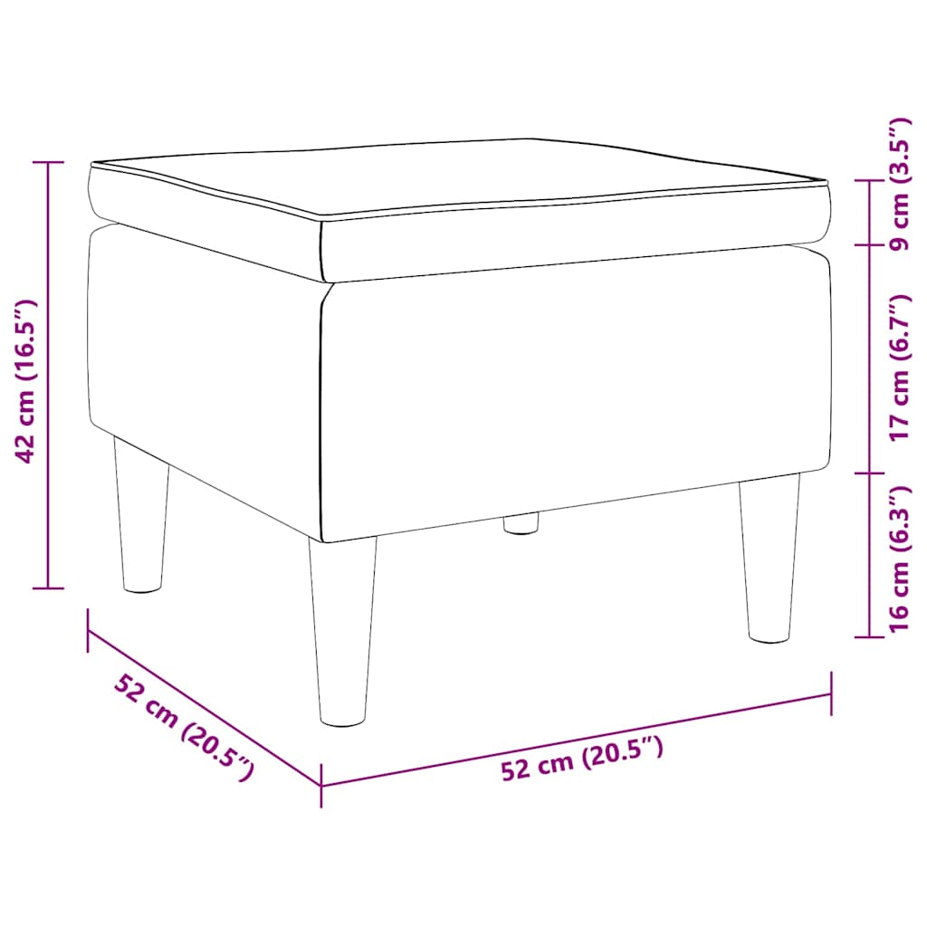 Hocker mit Holzbeinen Creme Stoff