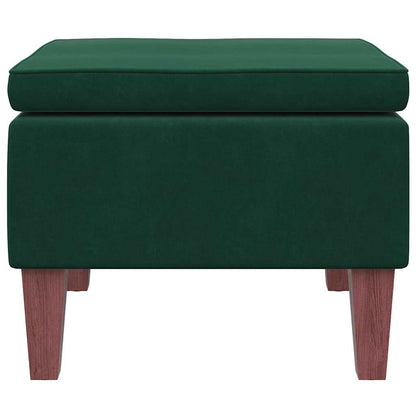 Hocker mit Holzbeinen Dunkelgrün Samt