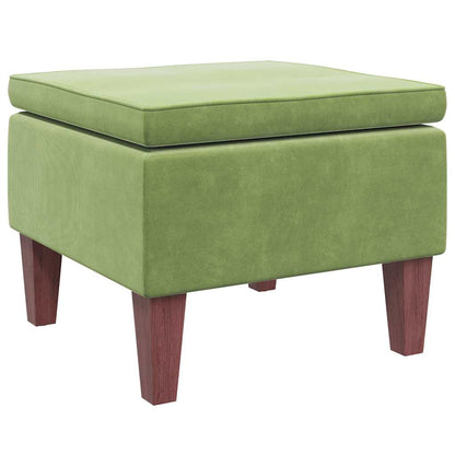 Hocker mit Holzbeinen Hellgrün Samt