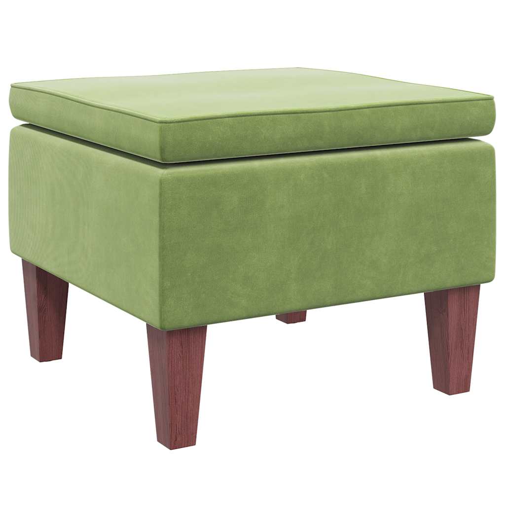 Hocker mit Holzbeinen Hellgrün Samt
