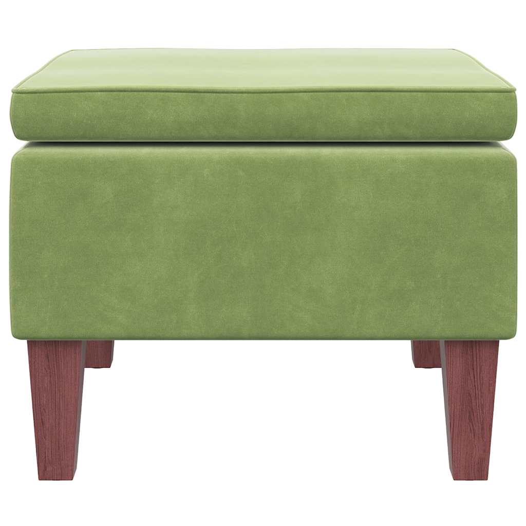 Hocker mit Holzbeinen Hellgrün Samt