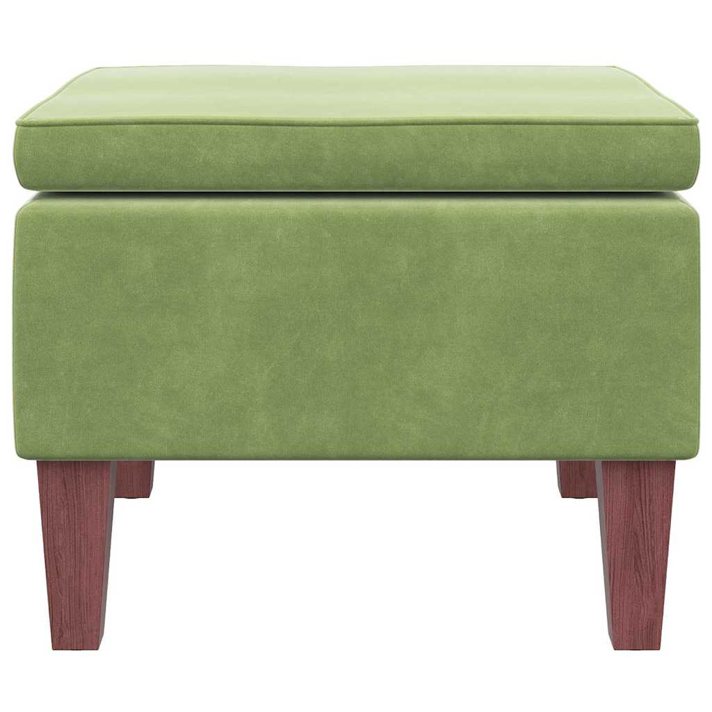 Hocker mit Holzbeinen Hellgrün Samt