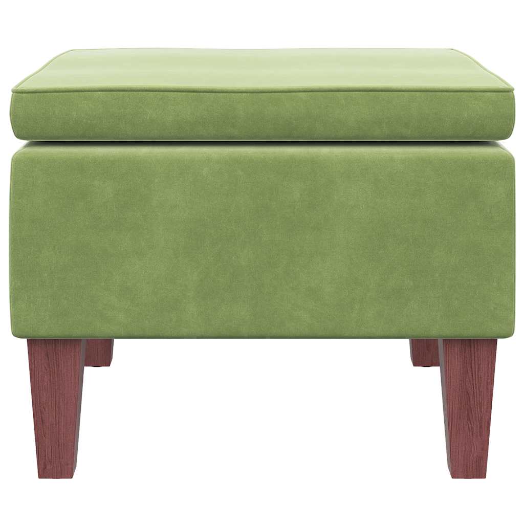 Hocker mit Holzbeinen Hellgrün Samt