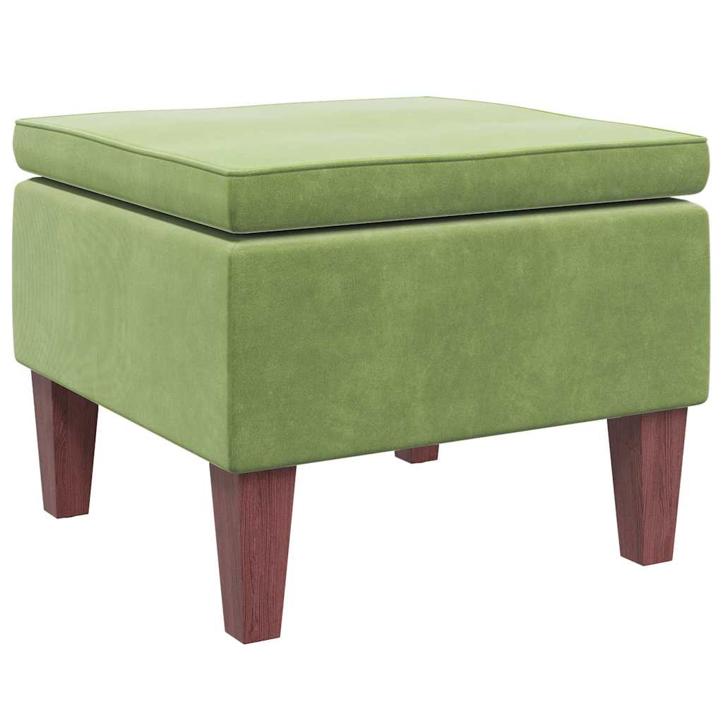 Hocker mit Holzbeinen Hellgrün Samt