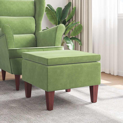 Hocker mit Holzbeinen Hellgrün Samt
