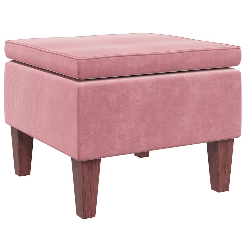 Hocker mit Holzbeinen Rosa Samt