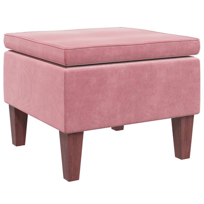Hocker mit Holzbeinen Rosa Samt
