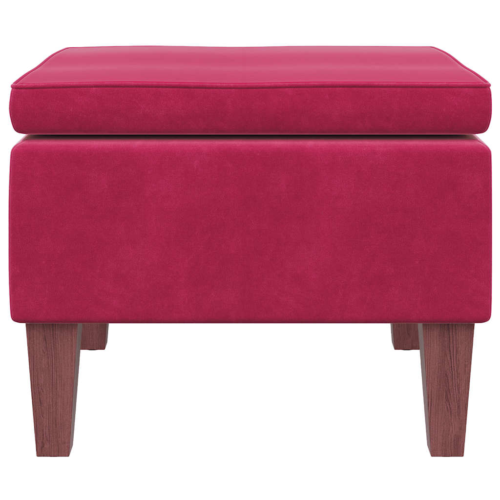 Hocker mit Holzbeinen Weinrot Samt
