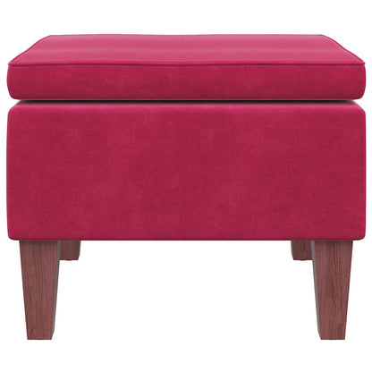 Hocker mit Holzbeinen Weinrot Samt