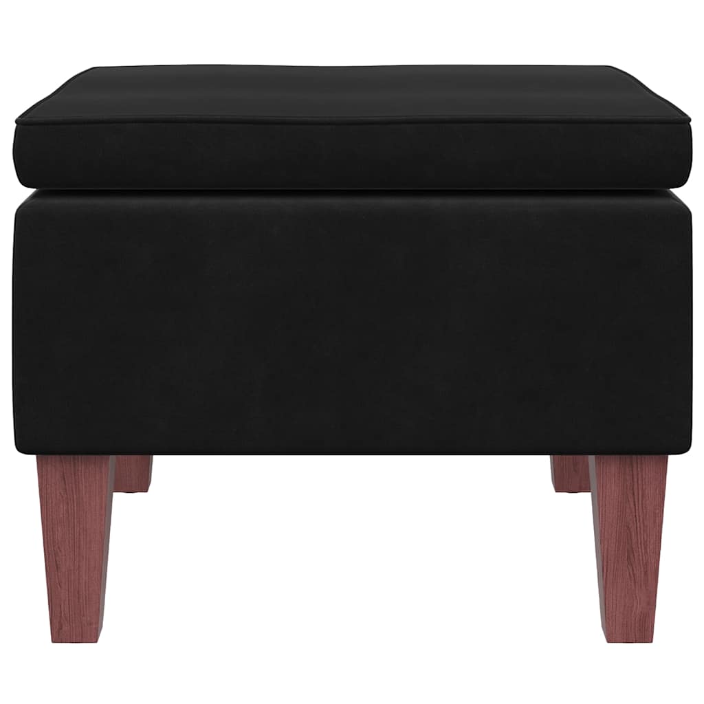 Hocker mit Holzbeinen Schwarz Samt