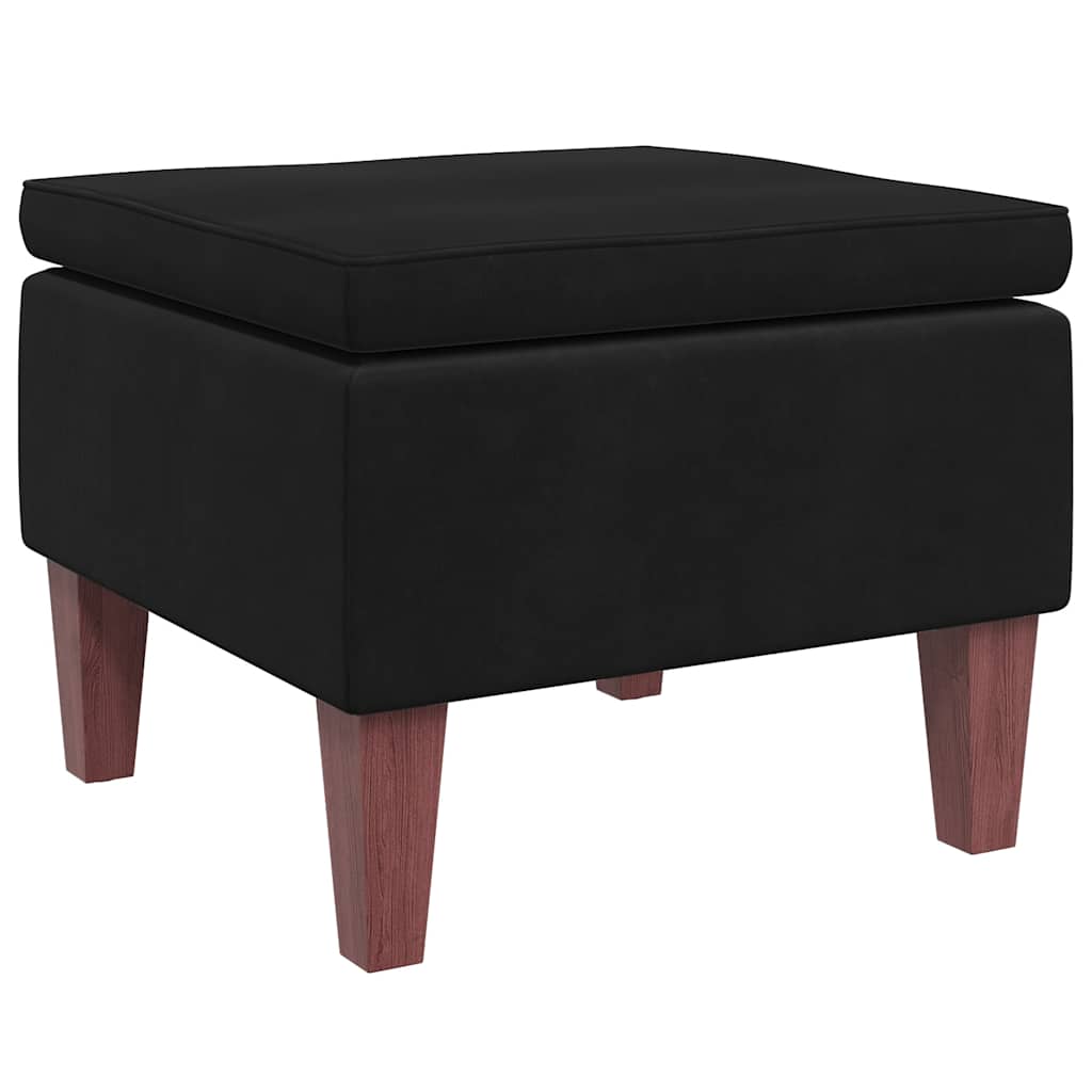 Hocker mit Holzbeinen Schwarz Samt
