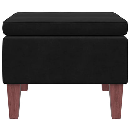 Hocker mit Holzbeinen Schwarz Samt