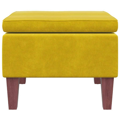 Hocker mit Holzbeinen Gelb Samt