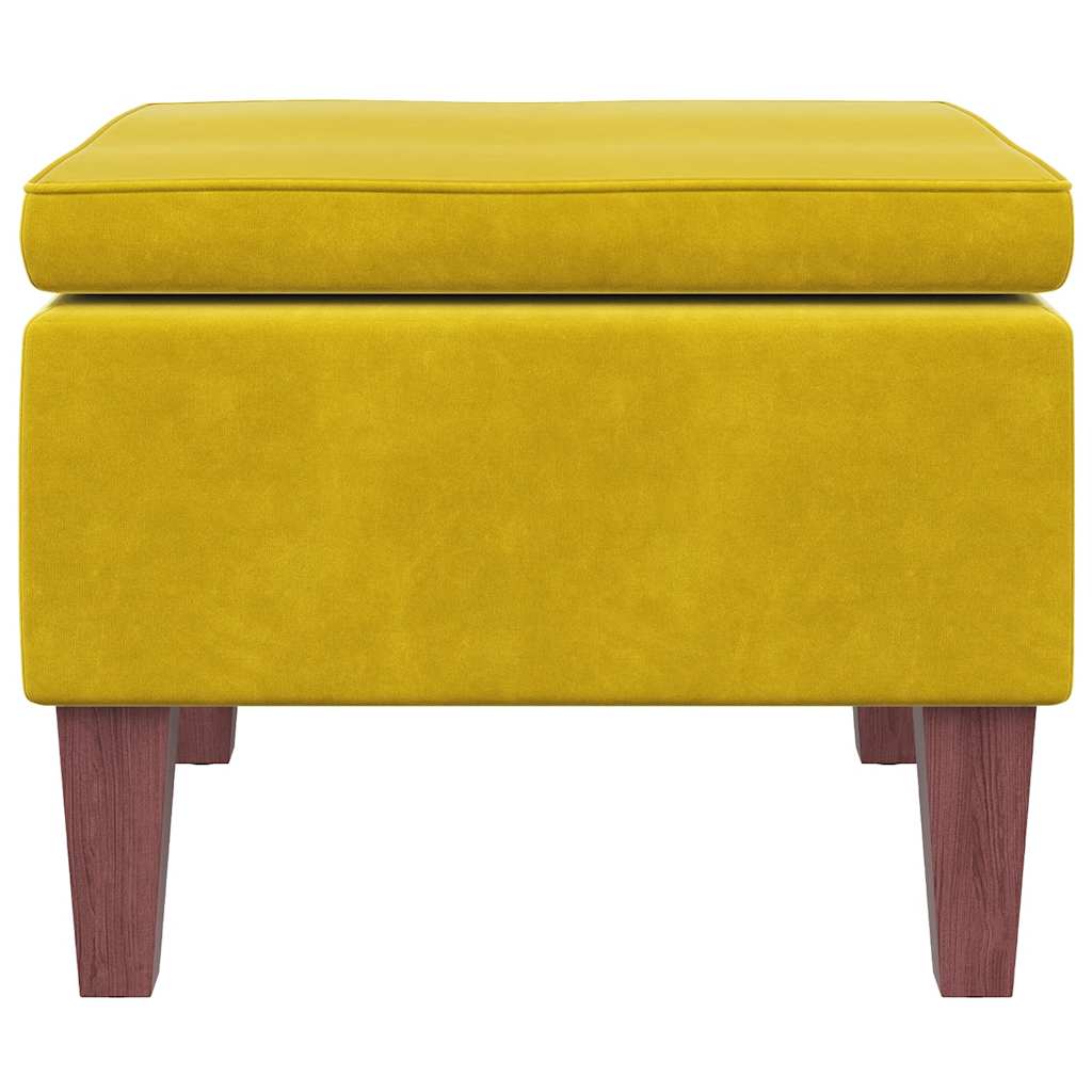 Hocker mit Holzbeinen Gelb Samt