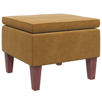 Hocker mit Holzbeinen Braun Samt