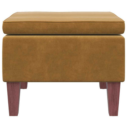 Hocker mit Holzbeinen Braun Samt