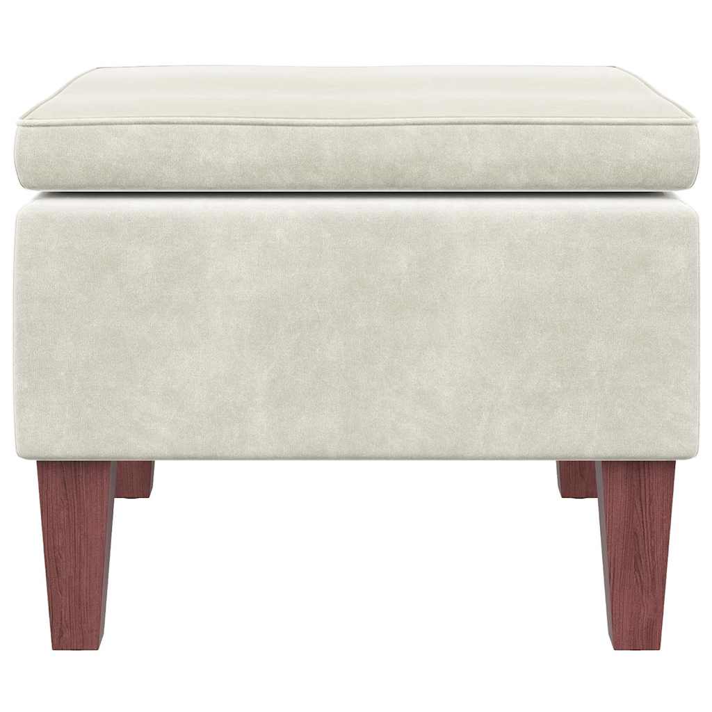 Hocker mit Holzbeinen Creme Samt