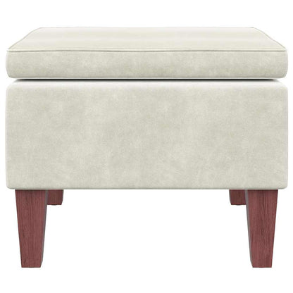 Hocker mit Holzbeinen Creme Samt