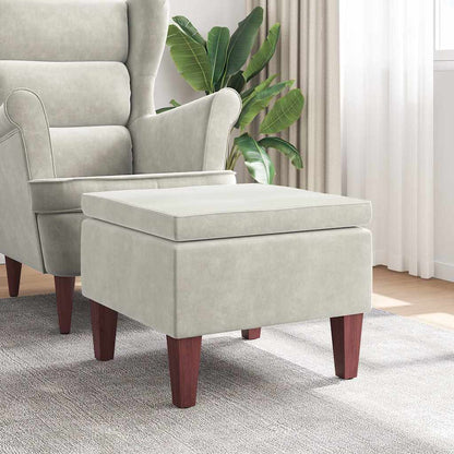 Hocker mit Holzbeinen Creme Samt