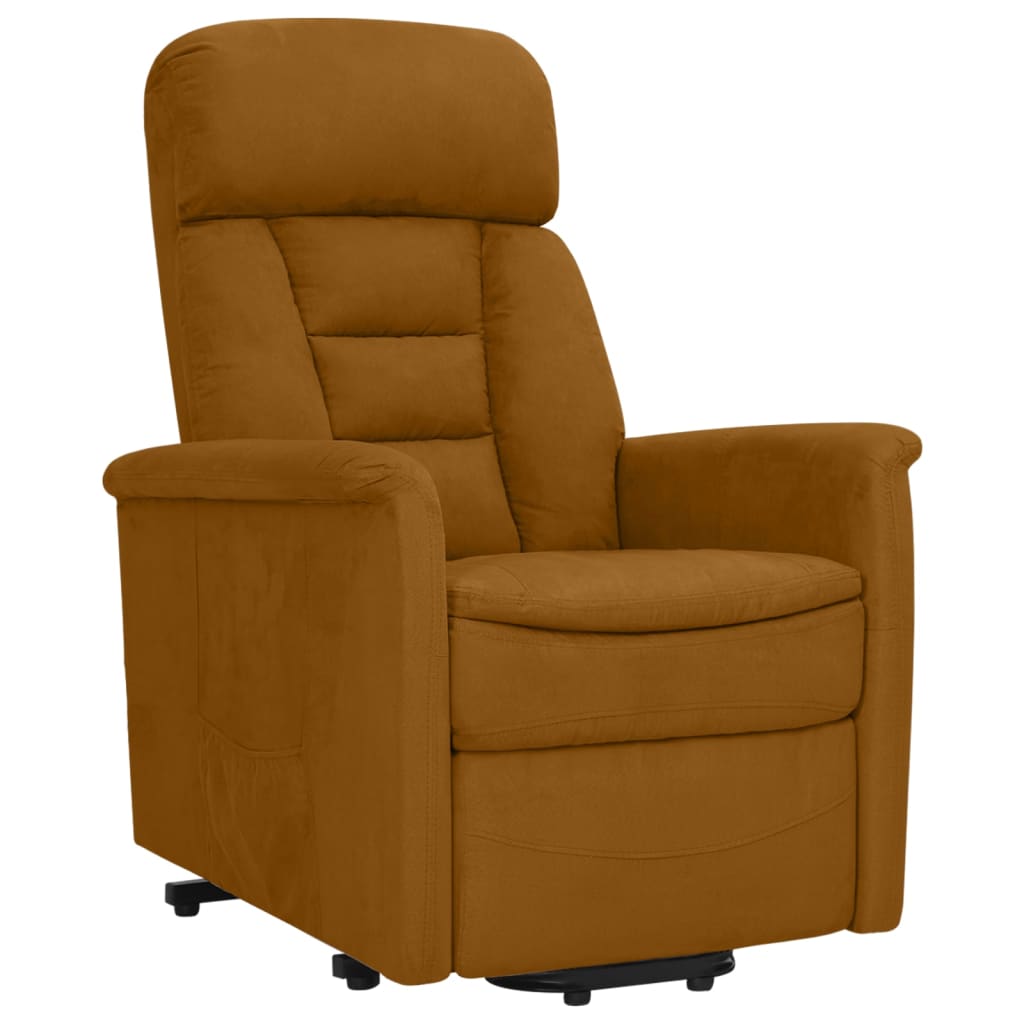 Relaxsessel mit Aufstehhilfe Braun Wildleder-Optik