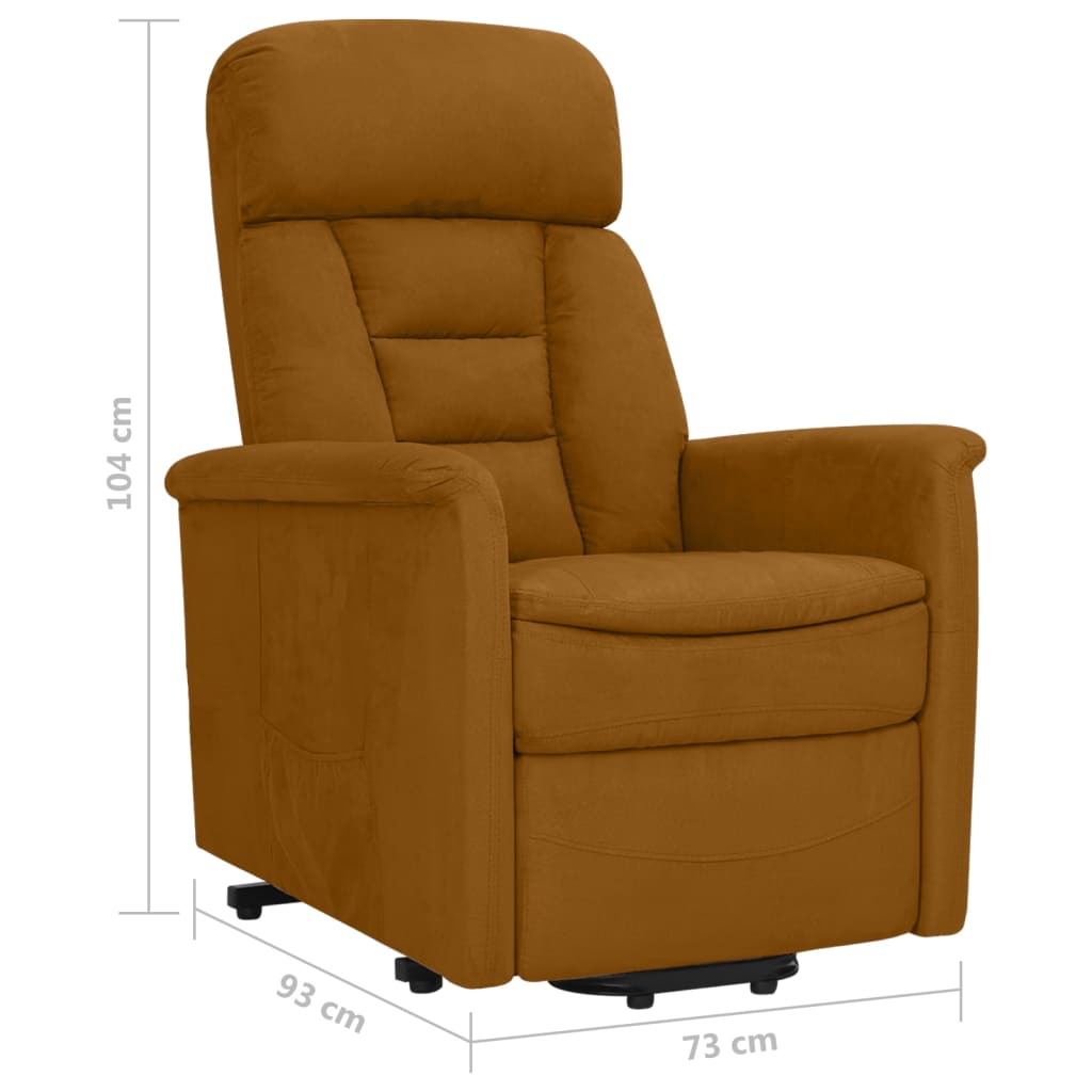 Relaxsessel mit Aufstehhilfe Braun Wildleder-Optik