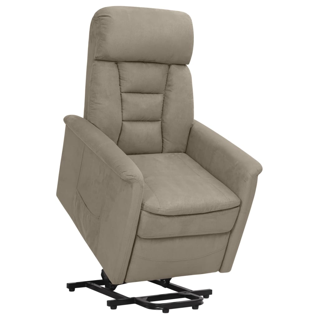 Relaxsessel mit Aufstehhilfe Hellgrau Wildleder-Optik