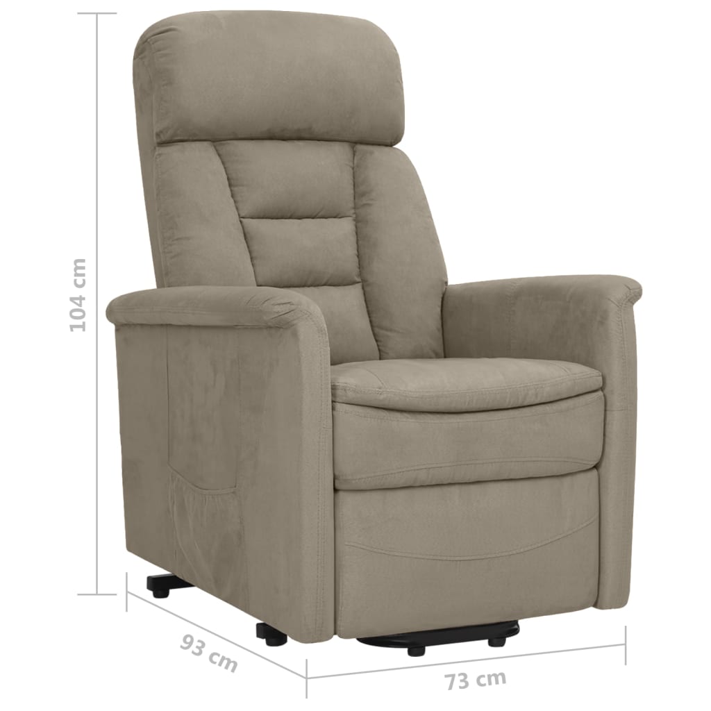 Relaxsessel mit Aufstehhilfe Hellgrau Wildleder-Optik