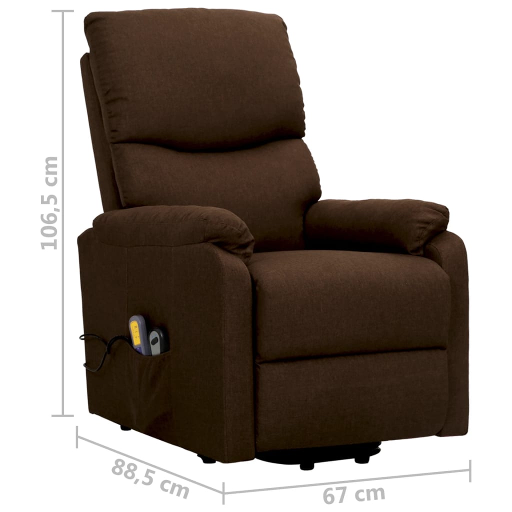 Massagesessel mit Aufstehhilfe Dunkelbraun Stoff