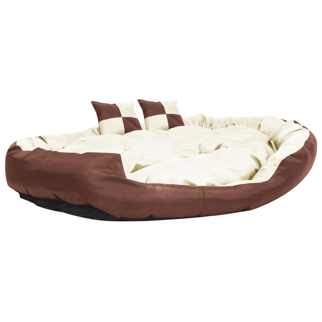 Hundekissen Wendbar und Waschbar Braun und Creme 150x120x25 cm