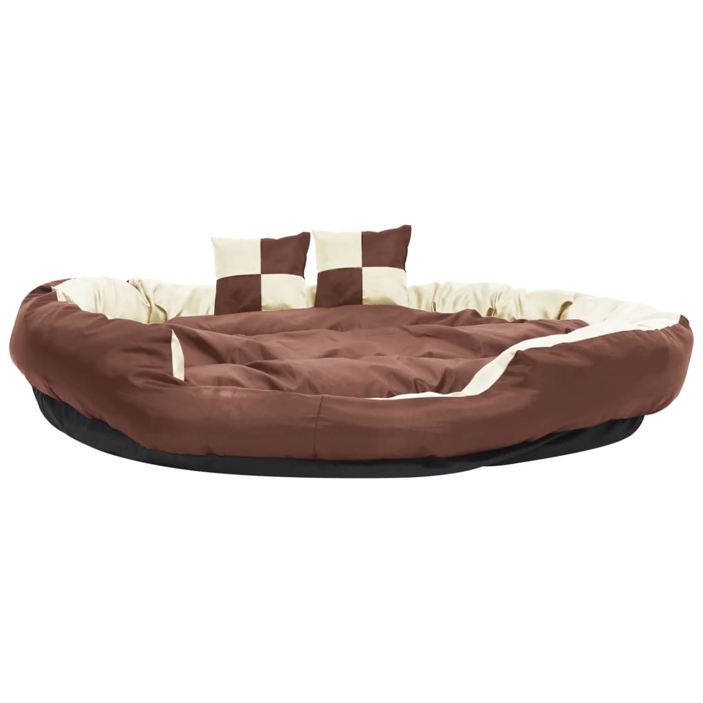 Hundekissen Wendbar und Waschbar Braun und Creme 150x120x25 cm