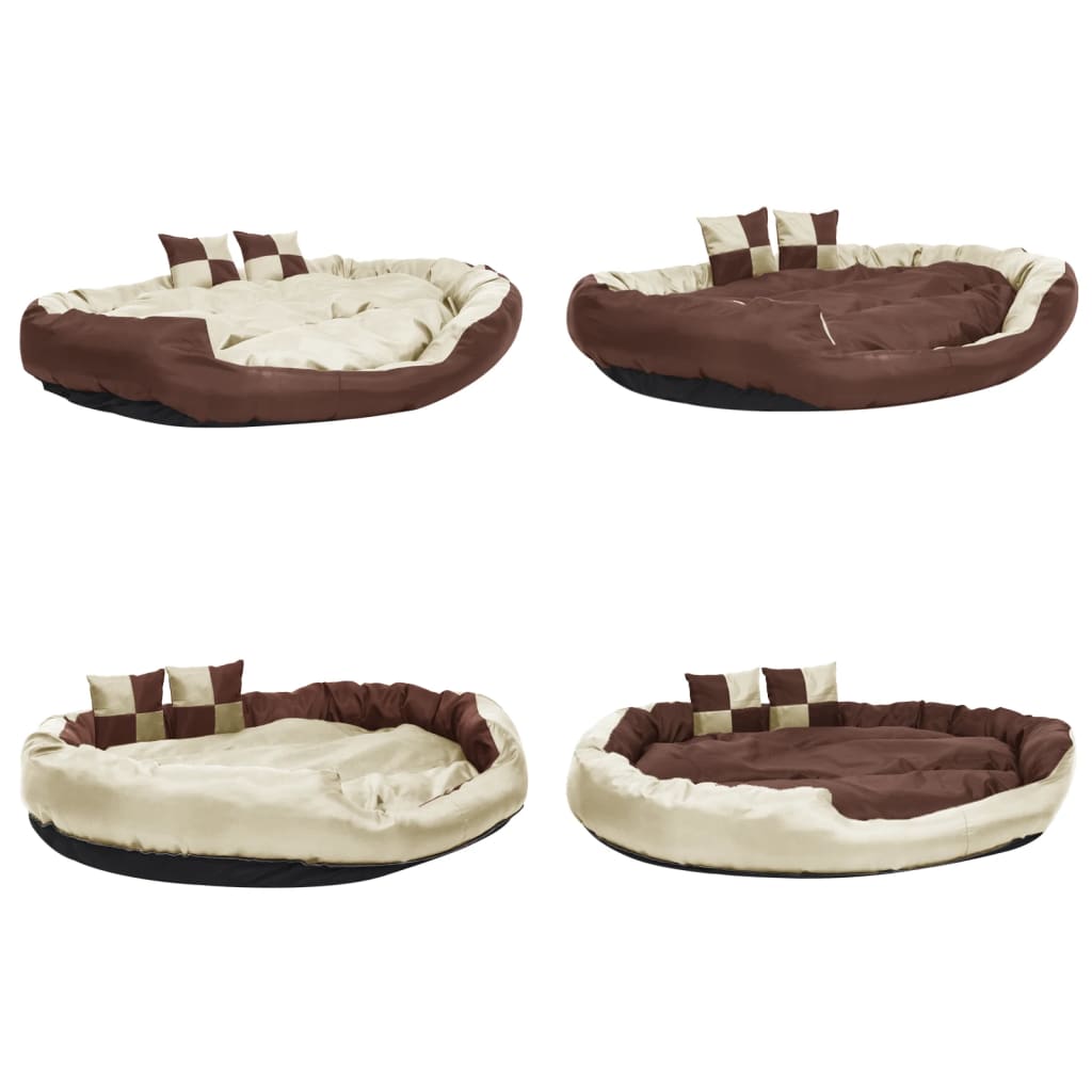 Hundekissen Wendbar und Waschbar Braun und Creme 150x120x25 cm