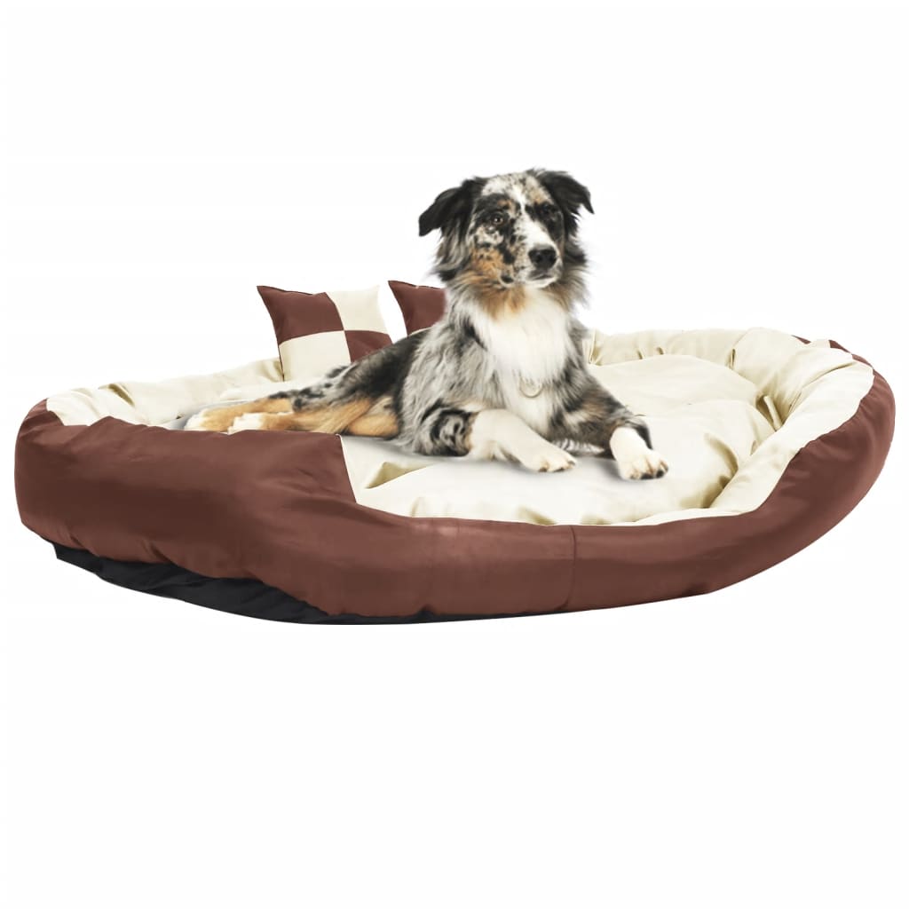 Hundekissen Wendbar und Waschbar Braun und Creme 150x120x25 cm