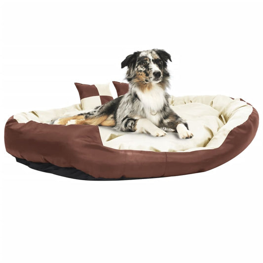 Hundekissen Wendbar und Waschbar Braun und Creme 150x120x25 cm