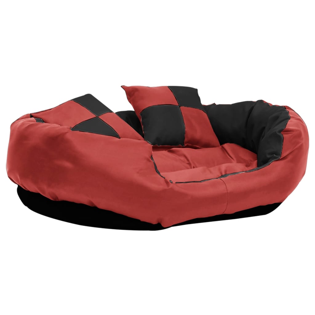 Hundekissen Wendbar und Waschbar Rot und Schwarz 85x70x20 cm