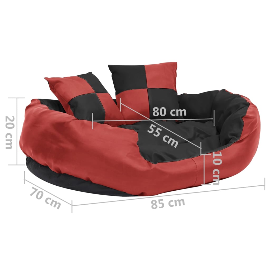 Hundekissen Wendbar und Waschbar Rot und Schwarz 85x70x20 cm