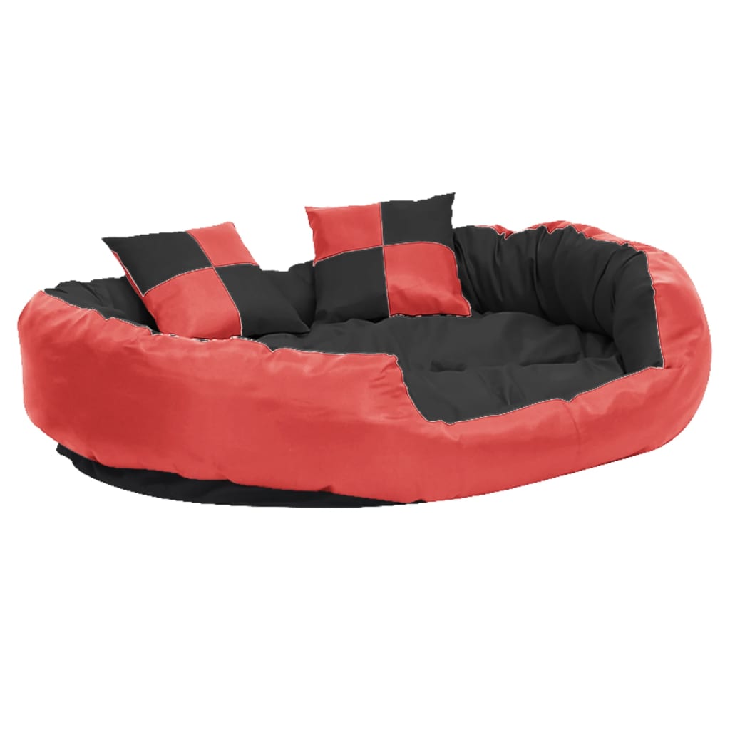 Hundekissen Wendbar und Waschbar Rot und Schwarz 110x80x23 cm