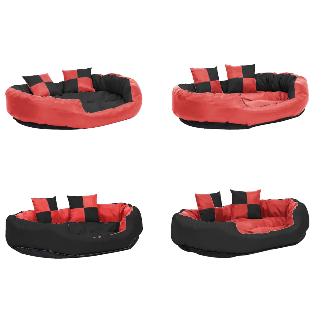 Hundekissen Wendbar und Waschbar Rot und Schwarz 110x80x23 cm
