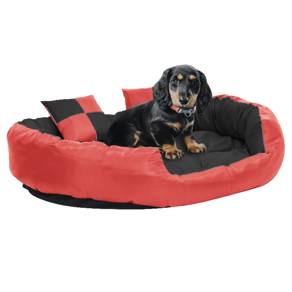Hundekissen Wendbar und Waschbar Rot und Schwarz 110x80x23 cm