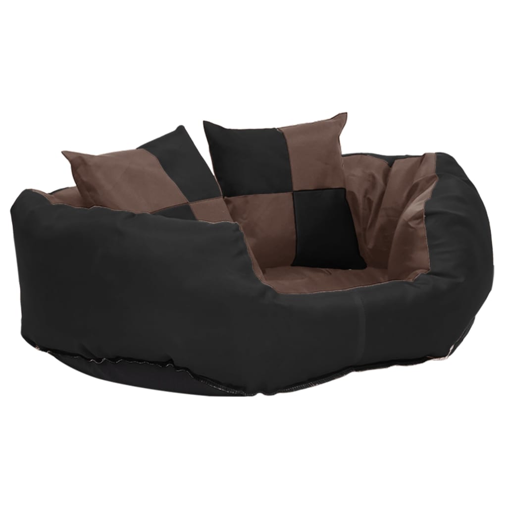Hundekissen Wendbar und Waschbar Schwarz und Braun 65x50x20 cm