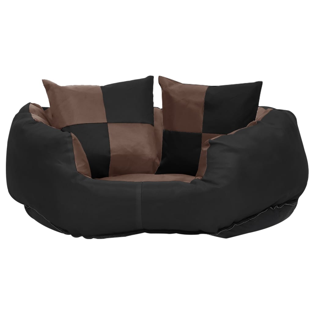 Hundekissen Wendbar und Waschbar Schwarz und Braun 65x50x20 cm