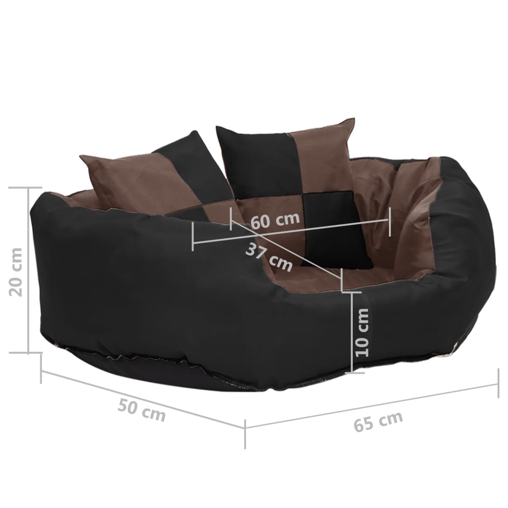 Hundekissen Wendbar und Waschbar Schwarz und Braun 65x50x20 cm
