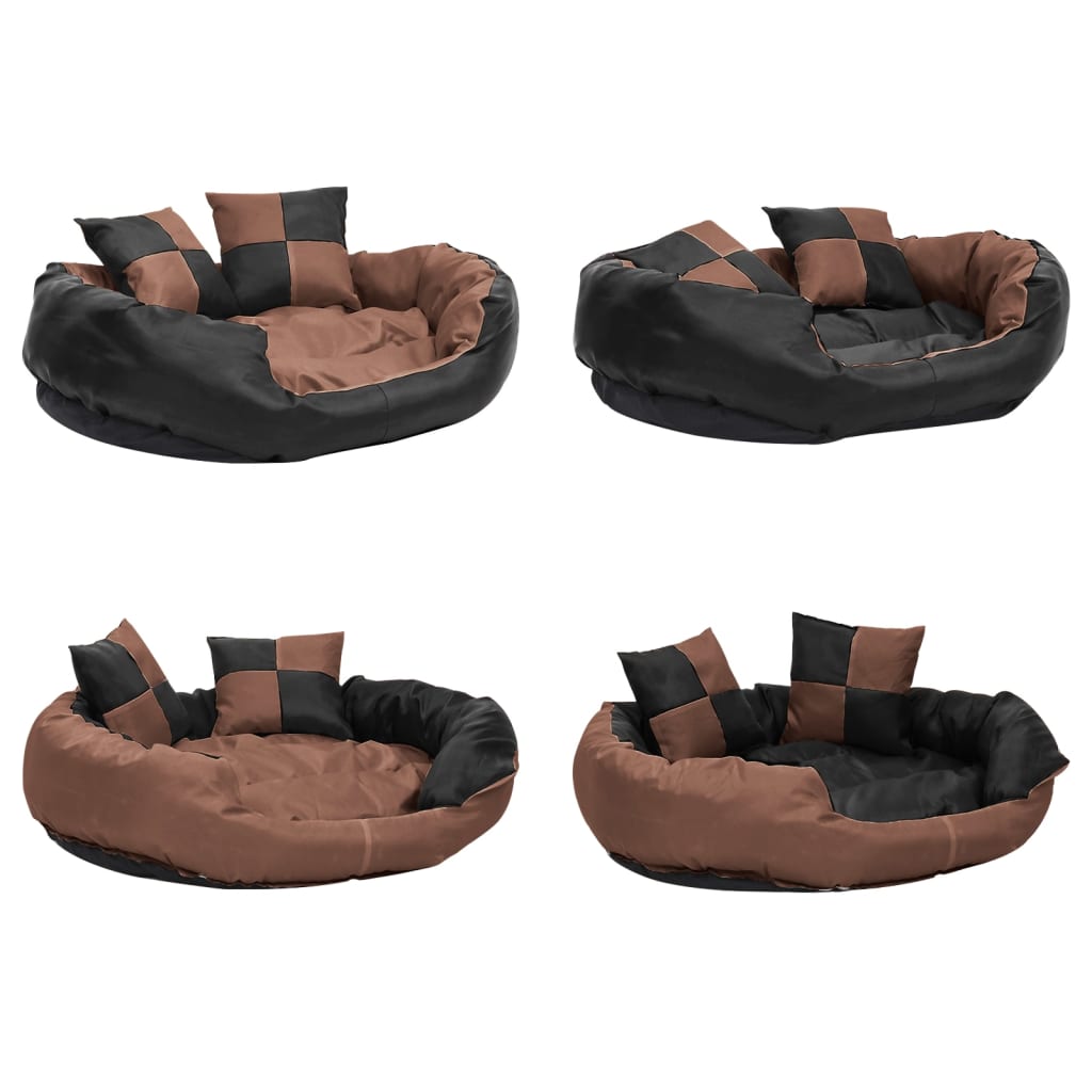 Hundekissen Wendbar und Waschbar Schwarz und Braun 85x70x20 cm