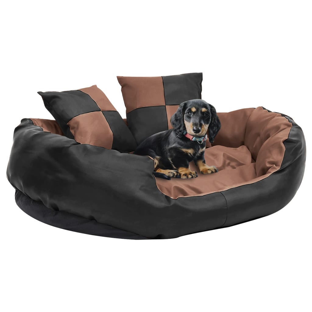 Hundekissen Wendbar und Waschbar Schwarz und Braun 85x70x20 cm