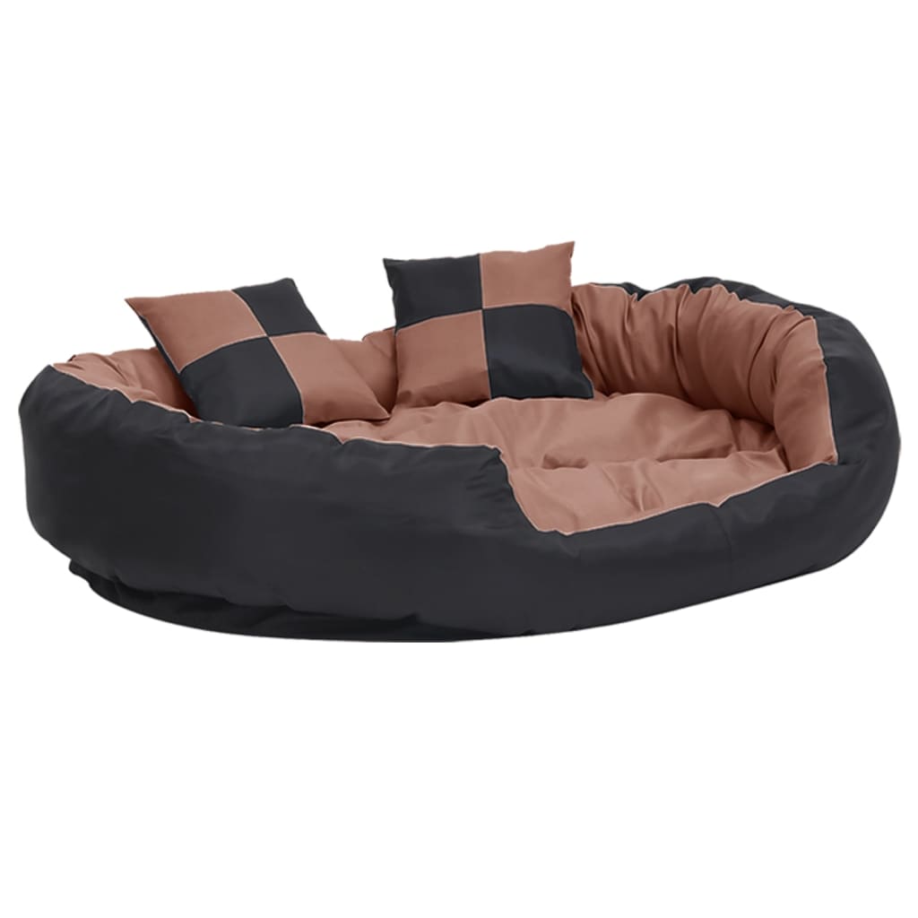 Hundekissen Wendbar und Waschbar Schwarz und Braun 110x80x23 cm