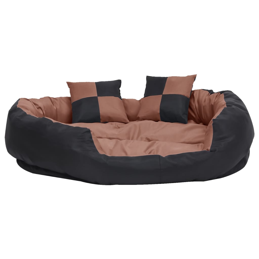 Hundekissen Wendbar und Waschbar Schwarz und Braun 110x80x23 cm