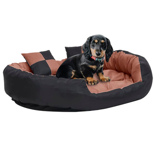 Hundekissen Wendbar und Waschbar Schwarz und Braun 110x80x23 cm